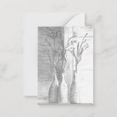 Minimalistische Floral zwart wit potlood tekening Notitiekaartje (Achterkant)