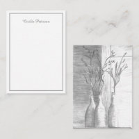 Minimalistische Floral zwart wit potlood tekening
