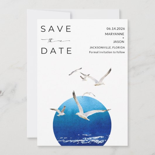 Minimalistische Florida Beach bruiloft foto Save The Date (Voorkant)