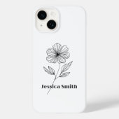 Minimalistische Flower Line Tekening aangepaste na Case-Mate iPhone Case (Achterkant)