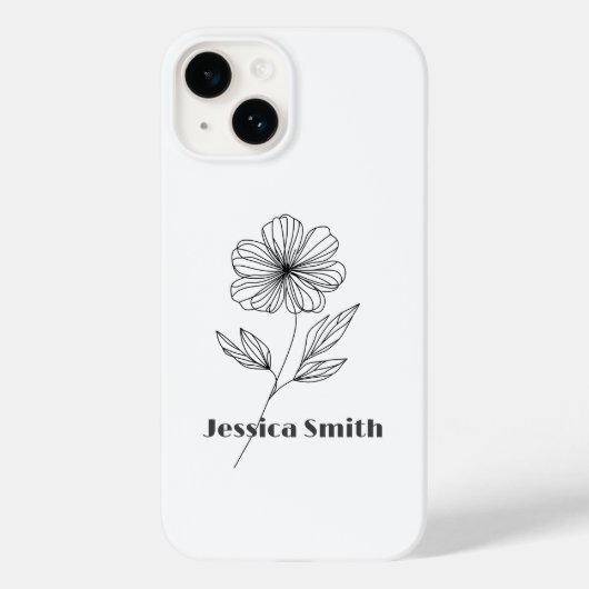 Minimalistische Flower Line Tekening aangepaste na Case-Mate iPhone Case (Achterkant)