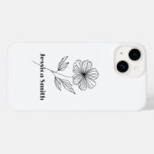 Minimalistische Flower Line Tekening aangepaste na Case-Mate iPhone Case (Achterkant (horizontaal))