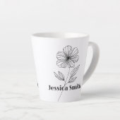 Minimalistische Flower Line Tekening aangepaste na Latte Mok (Rechterhoek)