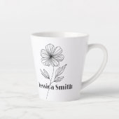 Minimalistische Flower Line Tekening aangepaste na Latte Mok (Rechts)