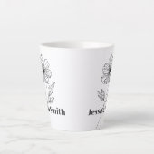 Minimalistische Flower Line Tekening aangepaste na Latte Mok (Voorkant)