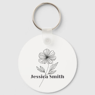 Minimalistische Flower Line Tekening aangepaste na Sleutelhanger