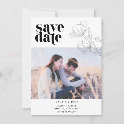 Minimalistische Flower Photo Wedding Sla de datum  Save The Date (Voorkant)