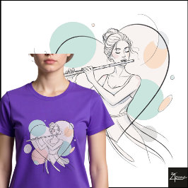 Minimalistische Fluitspeler Pastel Hart Schets T-shirt