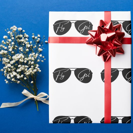 Minimalistische Fly Girl Typografie, Aviator Zonne Cadeaupapier