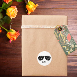 Minimalistische Fly Girl Typografie, Aviator Zonne Ronde Sticker