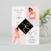 Minimalistische Folie Bow Afstuderen Foto Folie Uitnodiging (Staand Voorkant)
