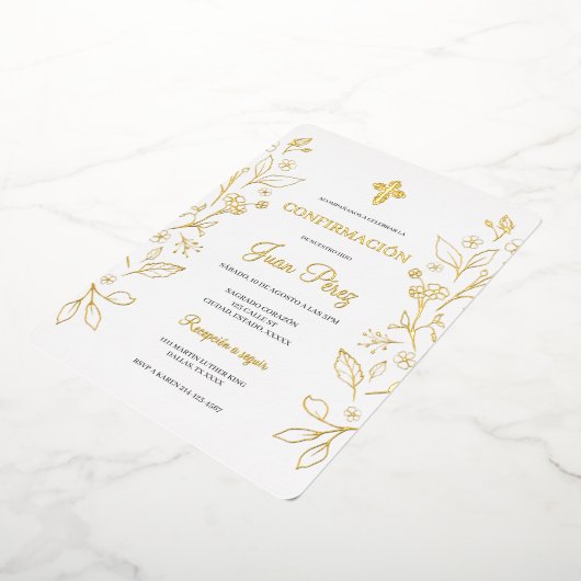 Minimalistische folie goud Spaans bevestiging Folie Uitnodiging (Gedraaid)