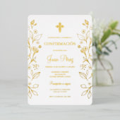 Minimalistische folie goud Spaans bevestiging Folie Uitnodiging (Staand Voorkant)