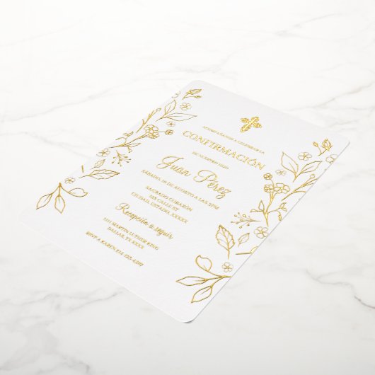 Minimalistische folie goud Spaans bevestiging Folie Uitnodiging (Gedraaid)