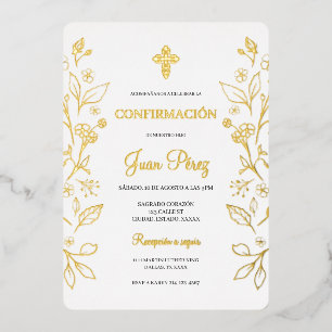 Minimalistische folie gouden Spaanse bevestiging Uitnodiging