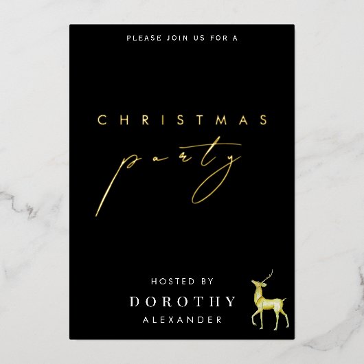 Minimalistische Folie Kerstfeest Uitnodiging (Voorkant)