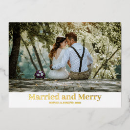 Minimalistische folie Merry and Married pasgetrouw Folie Feestdagen Briefkaart