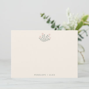 Minimalistische Folk Bloemen Blush Sage Trouw Name Bedankkaart