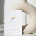 Minimalistische Folk Flowers Blue Yellow Save the  Briefkaart<br><div class="desc">Minimalistische Scandi Folk Flowers in Blue and Yellow Wedding Save the Date Briefkaart</div>