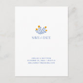 Minimalistische Folk Flowers Blue Yellow Save the  Briefkaart (Voorkant)