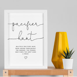Minimalistische fopspeen Hunt Baby shower spel Poster