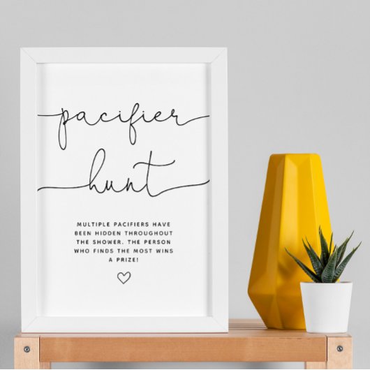 Minimalistische fopspeen Hunt Baby shower spel Poster