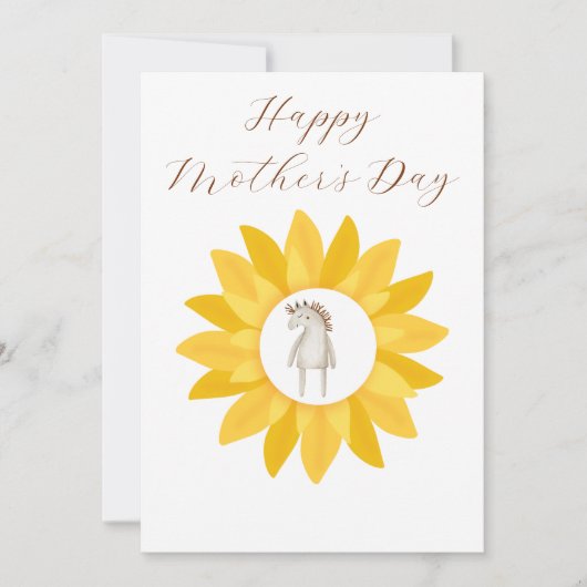 Minimalistische Foral Yellow Zonnebloem Moederdag Feestdagenkaart (Voorkant)