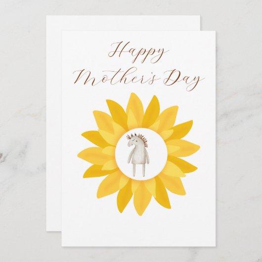 Minimalistische Foral Yellow Zonnebloem Moederdag Feestdagenkaart (Voorkant / Achterkant)