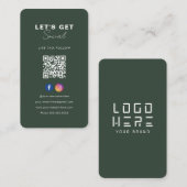 Minimalistische Forest Green QR Code Verbind met o Informatiekaartje (Voorkant / Achterkant)