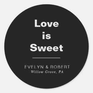 Minimalistische formale Black Wedding Love is Swee Ronde Sticker