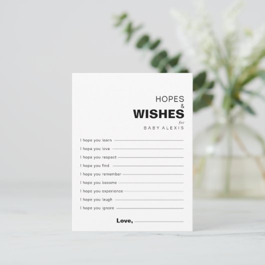 Minimalistische, formele Baby shower hoopt en wens Briefkaart (Staand voorkant)