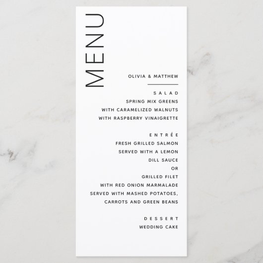Minimalistische formele bruiloft | Modern elegant Menu (Voorkant)