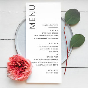 Minimalistische formele bruiloft Modern elegant Menu