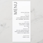 Minimalistische formele bruiloft | Moderne elegant Menu (Voorkant)