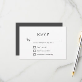 Minimalistische formele bruiloft RSVP kaartje