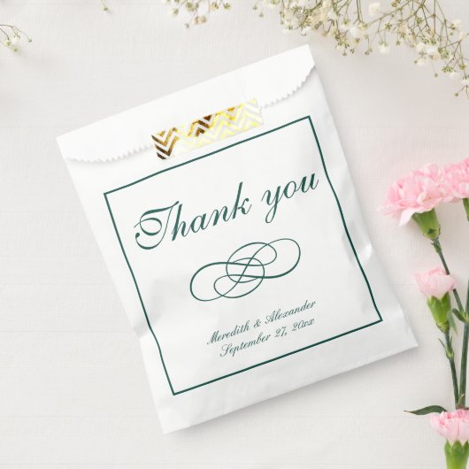 Minimalistische formele smaragdgroene bruiloft bedankzakje (Gezegeld)