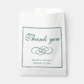 Minimalistische formele smaragdgroene bruiloft bedankzakje (Voorkant)