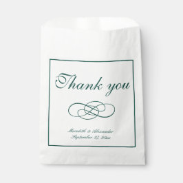 Minimalistische formele smaragdgroene bruiloft bedankzakje