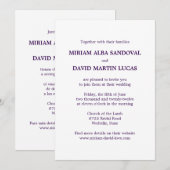 Minimalistische formele tweetalige Paarse bruiloft Kaart (Voorkant / Achterkant)