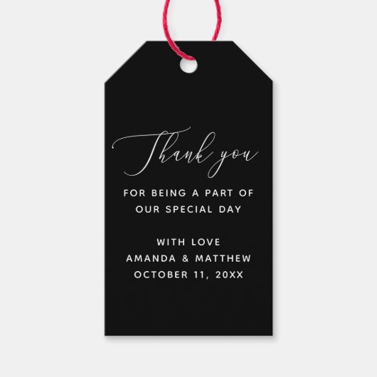 Minimalistische formele zwarte bruiloft. Klassiek  Cadeaulabel (Voorkant)