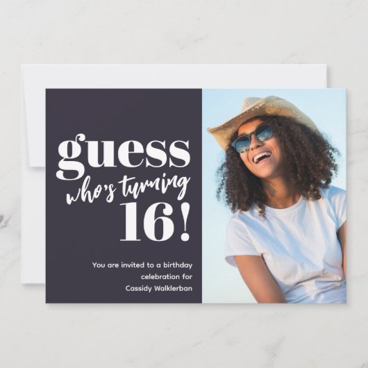 Minimalistische foto 16e verjaardag kaart (Voorkant)