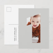 Minimalistische foto 1e verjaardag CUSTOM COLOR Uitnodiging Briefkaart (Voorkant / Achterkant)