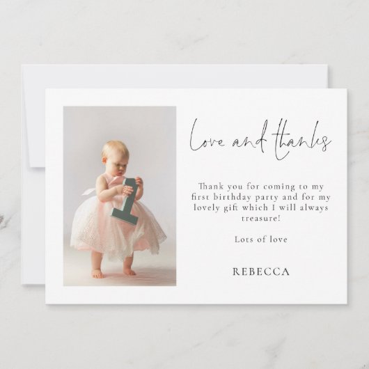 Minimalistische foto 1e Verjaardagsliefde en Bedan Kaart (Voorkant)