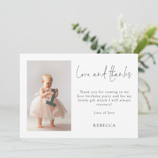 Minimalistische foto 1e Verjaardagsliefde en Bedan Kaart (Staand voorkant)