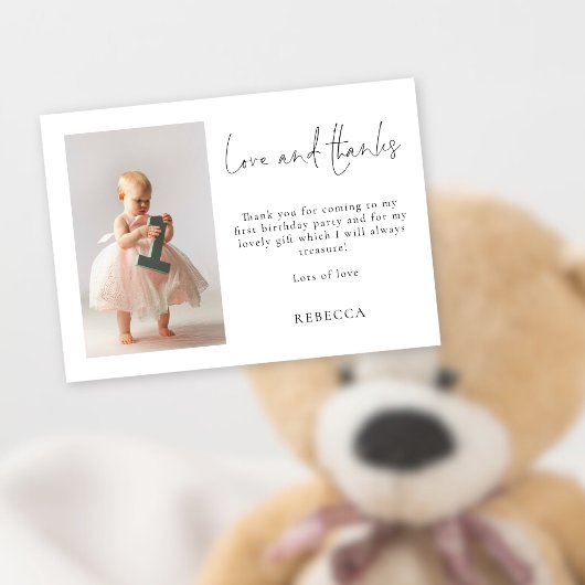 Minimalistische foto 1e Verjaardagsliefde en Bedan Kaart