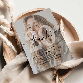 Minimalistische foto 20ste verjaardagsfeest kaart