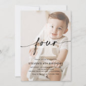 Minimalistische foto 4e verjaardagsfeest kaart (Voorkant)