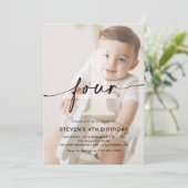 Minimalistische foto 4e verjaardagsfeest kaart (Staand voorkant)