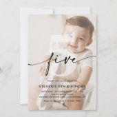 Minimalistische foto 5e verjaardagsfeest kaart (Voorkant)
