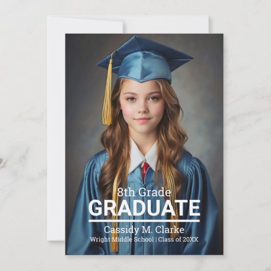 Minimalistische foto 8e klas Afstuderen Aankondigi Kaart (Voorkant)